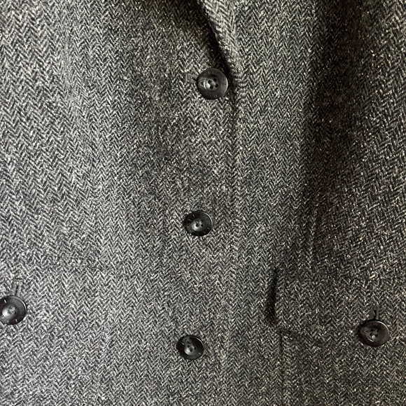 LL Bean Grey Herringbone Tweed Wool Silk Blazer Riding Jacket Heritage Classic - Picture 4 of 12